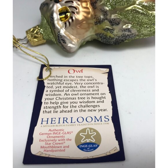 German Inge-Glas Owl Ornament Woods Watch Original Tag IG Owl of Wisdom - Picture 2 of 4